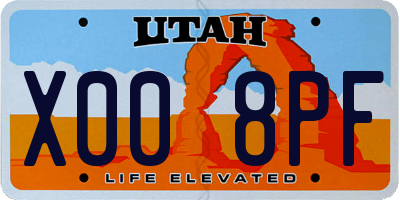 UT license plate X008PF