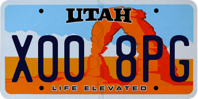 UT license plate X008PG