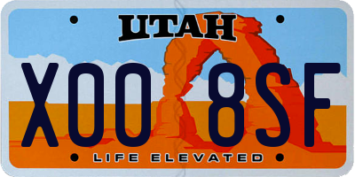 UT license plate X008SF