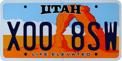 UT license plate X008SW