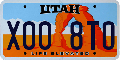 UT license plate X008TO