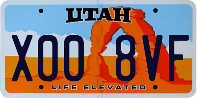 UT license plate X008VF
