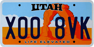 UT license plate X008VK
