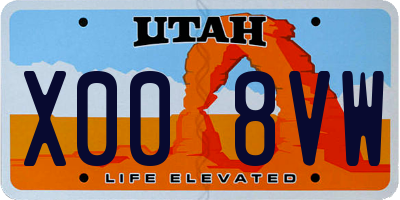 UT license plate X008VW