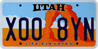 UT license plate X008YN