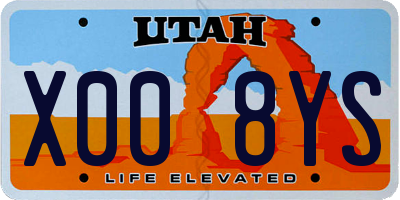 UT license plate X008YS