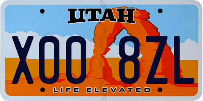 UT license plate X008ZL