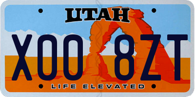 UT license plate X008ZT