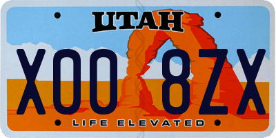 UT license plate X008ZX