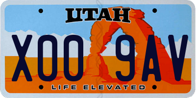 UT license plate X009AV