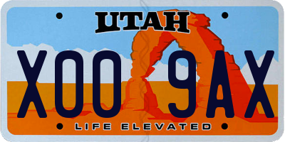 UT license plate X009AX