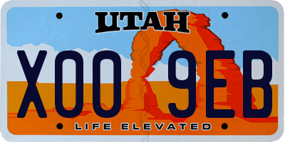 UT license plate X009EB