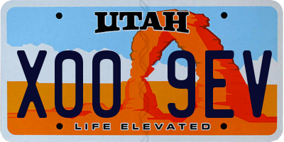 UT license plate X009EV