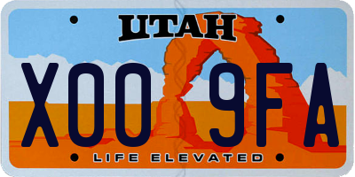 UT license plate X009FA