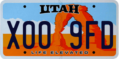 UT license plate X009FD