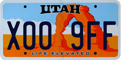 UT license plate X009FF