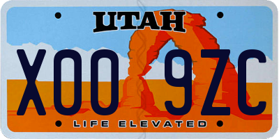 UT license plate X009ZC