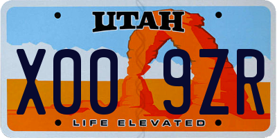 UT license plate X009ZR