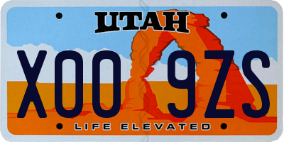 UT license plate X009ZS