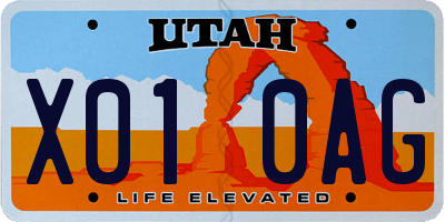 UT license plate X010AG