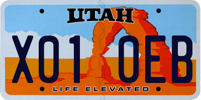 UT license plate X010EB