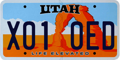 UT license plate X010ED