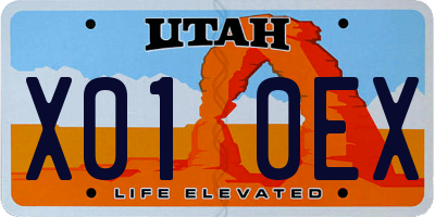 UT license plate X010EX