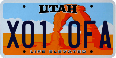 UT license plate X010FA