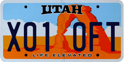 UT license plate X010FT