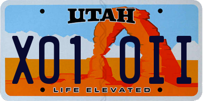 UT license plate X010II