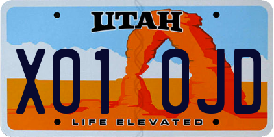 UT license plate X010JD