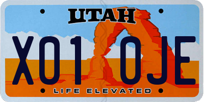 UT license plate X010JE