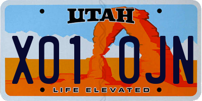 UT license plate X010JN
