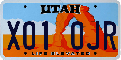 UT license plate X010JR