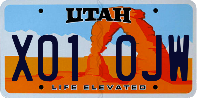 UT license plate X010JW