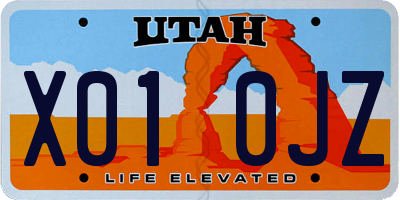 UT license plate X010JZ