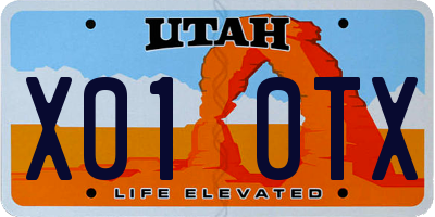 UT license plate X010TX