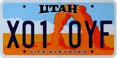 UT license plate X010YF