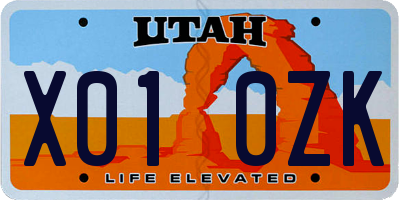 UT license plate X010ZK