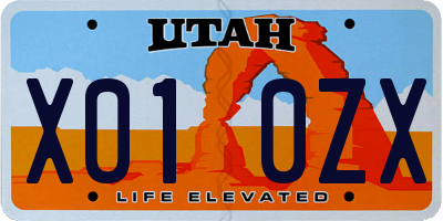 UT license plate X010ZX
