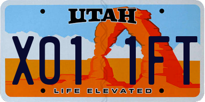 UT license plate X011FT