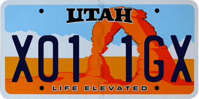 UT license plate X011GX