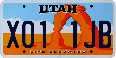 UT license plate X011JB