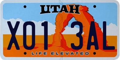UT license plate X013AL