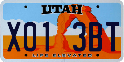 UT license plate X013BT