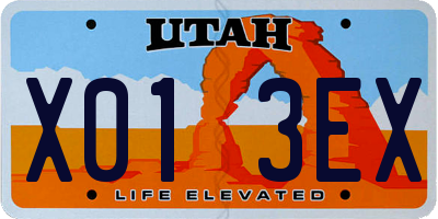 UT license plate X013EX