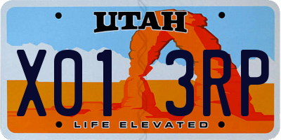 UT license plate X013RP