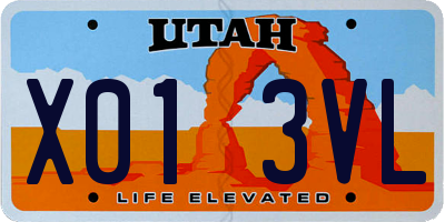 UT license plate X013VL