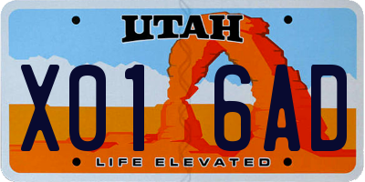 UT license plate X016AD