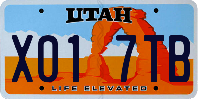 UT license plate X017TB